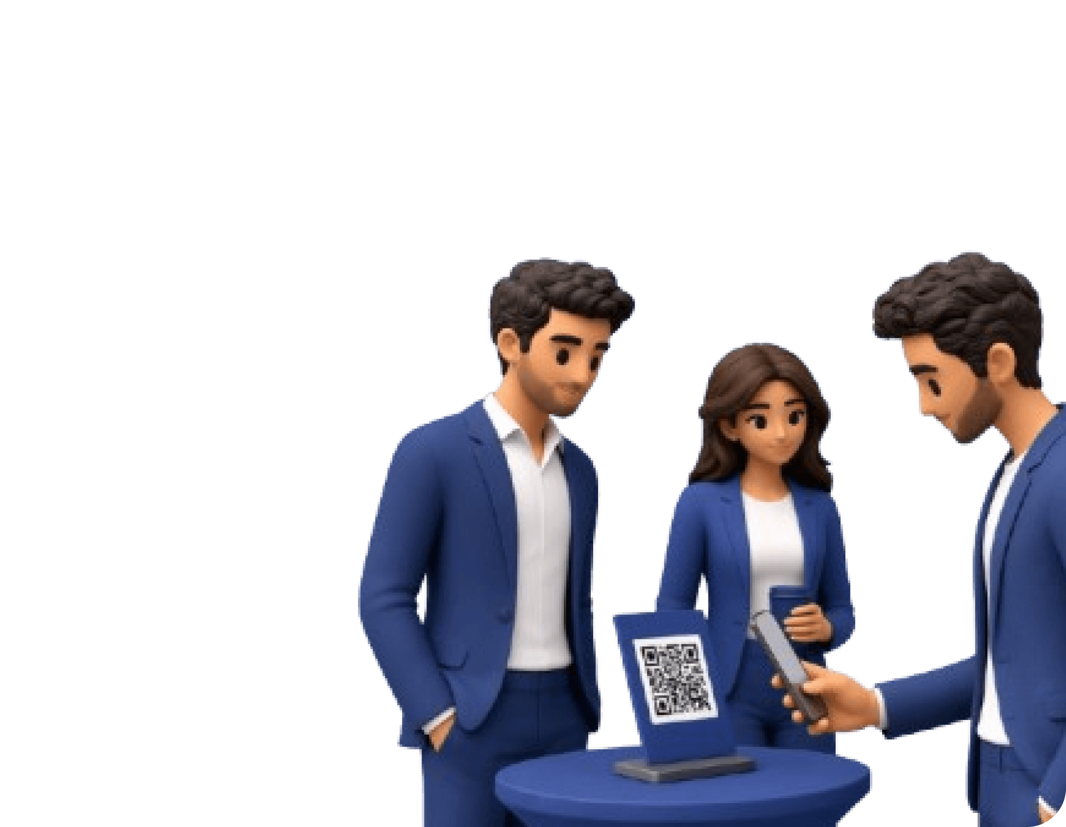 An attendee scanning the QR code on their assigned table to confirm the meeting
